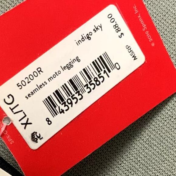 SPANX‎ Blue Seamless Moto Leggings in Indigo Sky Workout Activewear XL 50200R - Picture 6 of 8